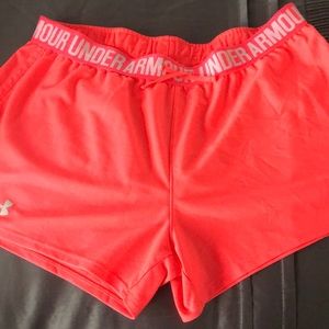 Ladies bright peach running shorts
